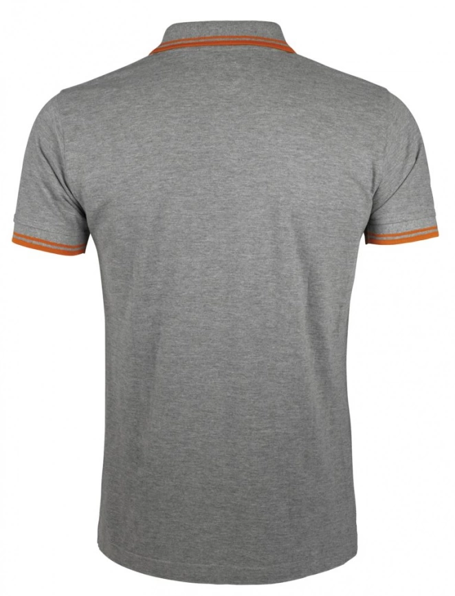 Рубашка поло мужская Pasadena Men 200 с контрастной отделкой, серый меланж/оранжевый, размер S фото 2
