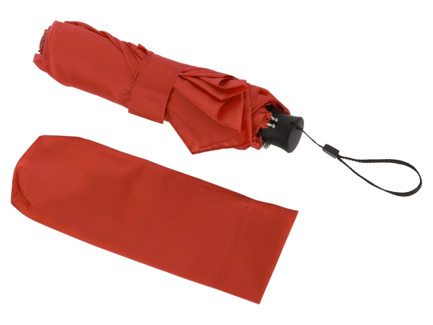 Складной компактный механический зонт Super Light, красный фото 3