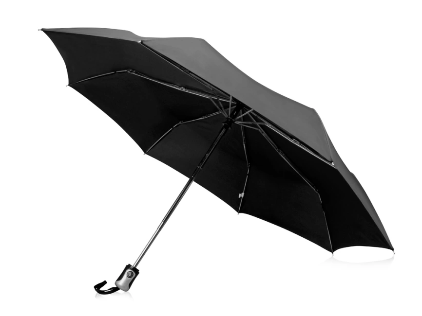Зонт Alex трехсекционный автоматический 21,5, черный фото 1