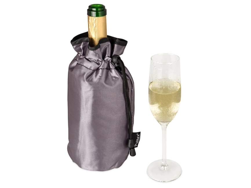 Охладитель для бутылки шампанского Cold bubbles из ПВХ в виде мешочка, серебристый фото 3