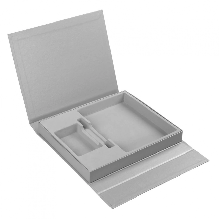 Коробка Status под ежедневник, аккумулятор и ручку, серебристая фото 2