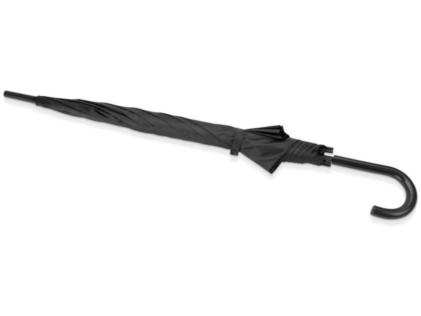 Зонт-трость полуавтоматический с пластиковой ручкой, черный фото 3