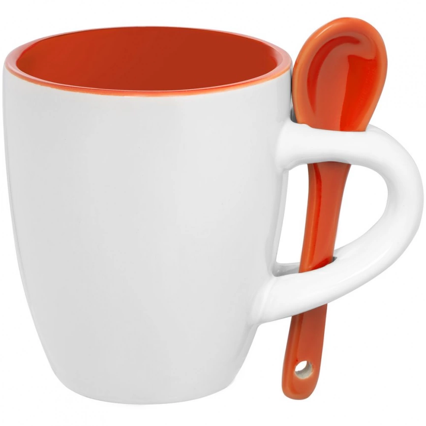 Кофейная кружка Pairy с ложкой, оранжевая фото 1