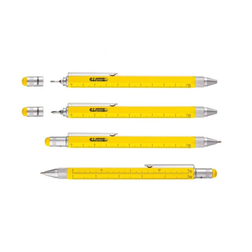 Ручка шариковая Construction, мультиинструмент, желтая фото 7