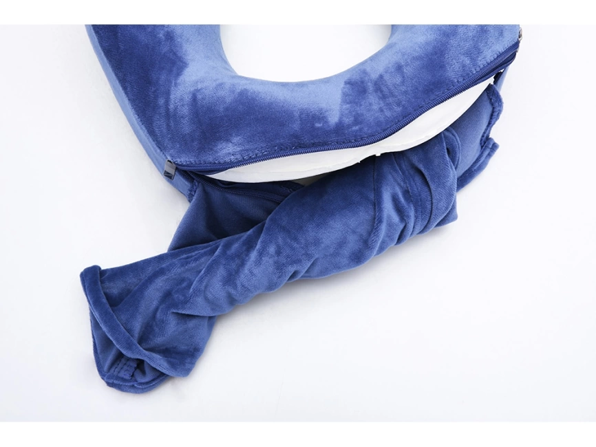 Подушка для путешествий с эффектом памяти, с капюшоном Hooded Tranquility Pillow, синий фото 3
