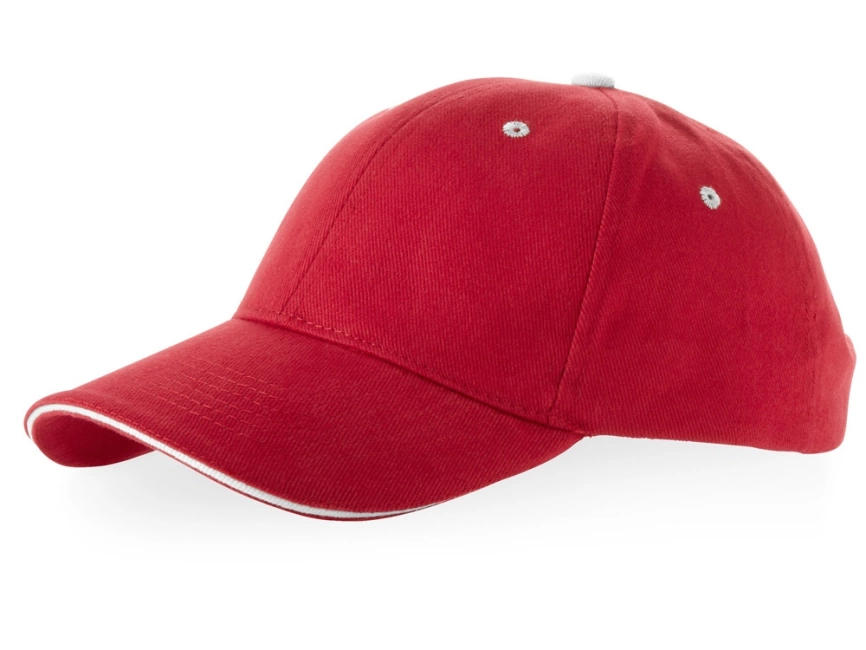 Бейсболка Brent типа сэндвич, 6 панелей, красный/белый фото 1