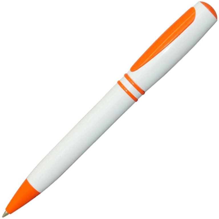 Ручка шариковая, пластик, белый/оранжевый фото 1