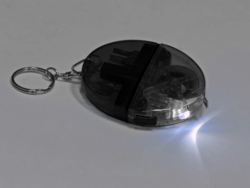 Брелок-рулетка с набором отверток и фонариком, серый фото 4