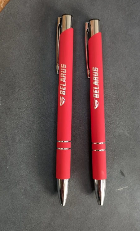 Ручка шариковая, Legend Soft Touch Mirror Silver, красный фото 2