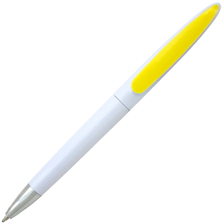 Ручка шариковая, пластик, белый/желтый фото 2