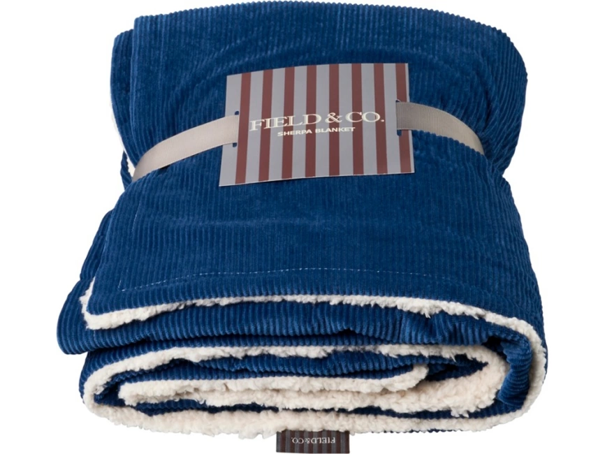 Шерповое покрывало Cosie с вельветом, темно-синий фото 4