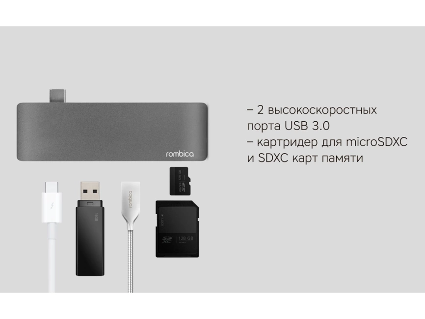 Сетевой USB адаптер/концентратор 5 в 1 Rombica Type-C M2, серый фото 6