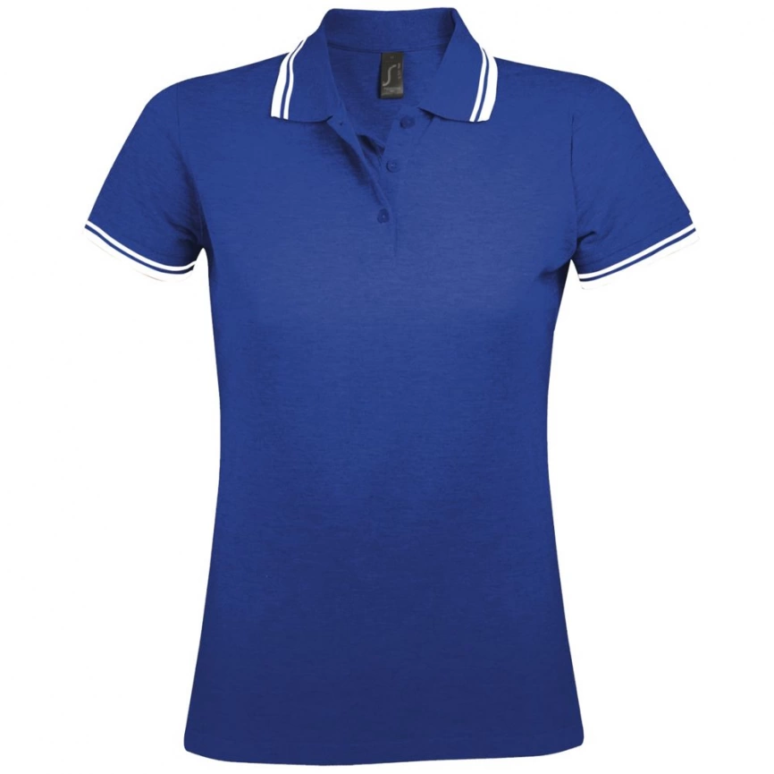 Рубашка поло женская Pasadena Women 200 с контрастной отделкой ярко-синяя с белым, размер S фото 1