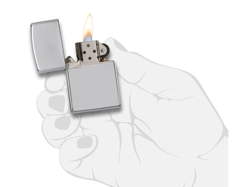 Зажигалка ZIPPO Classic с покрытием High Polish Chrome, латунь/сталь, серебристая, 38x13x57 мм фото 5