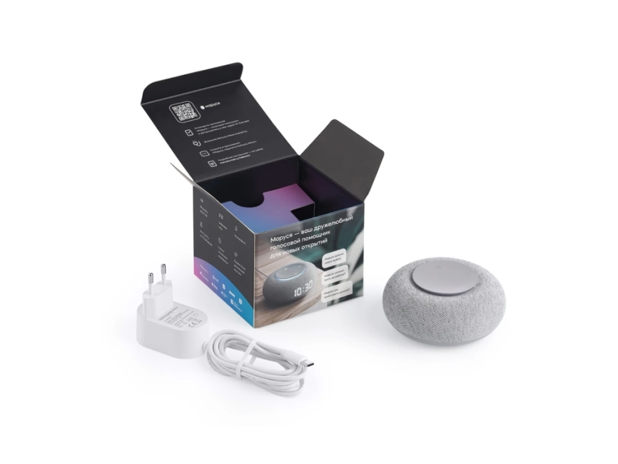 Умная колонка VK Капсула Мини с голосовым помощником Марусей, светлый серый фото 5