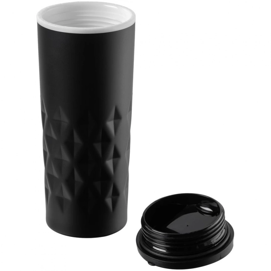 Термостакан Relief, черный с белым фото 2