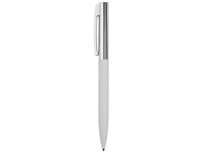 Ручка металлическая soft-touch шариковая Tally с зеркальным слоем, серебристый/белый фото 3