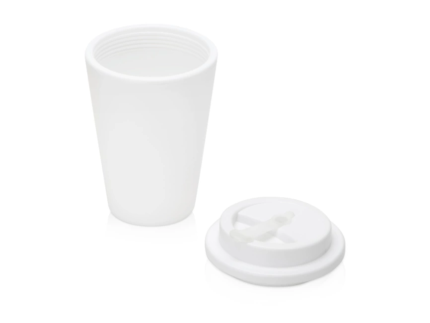 Пластиковый стакан Take away с двойными стенками и крышкой с силиконовым клапаном, 350 мл, белый фото 2