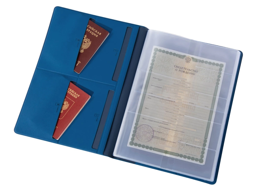 Органайзер Favor 2.0 для семейных документов на 4 комплекта документов, формат А4, синий фото 9
