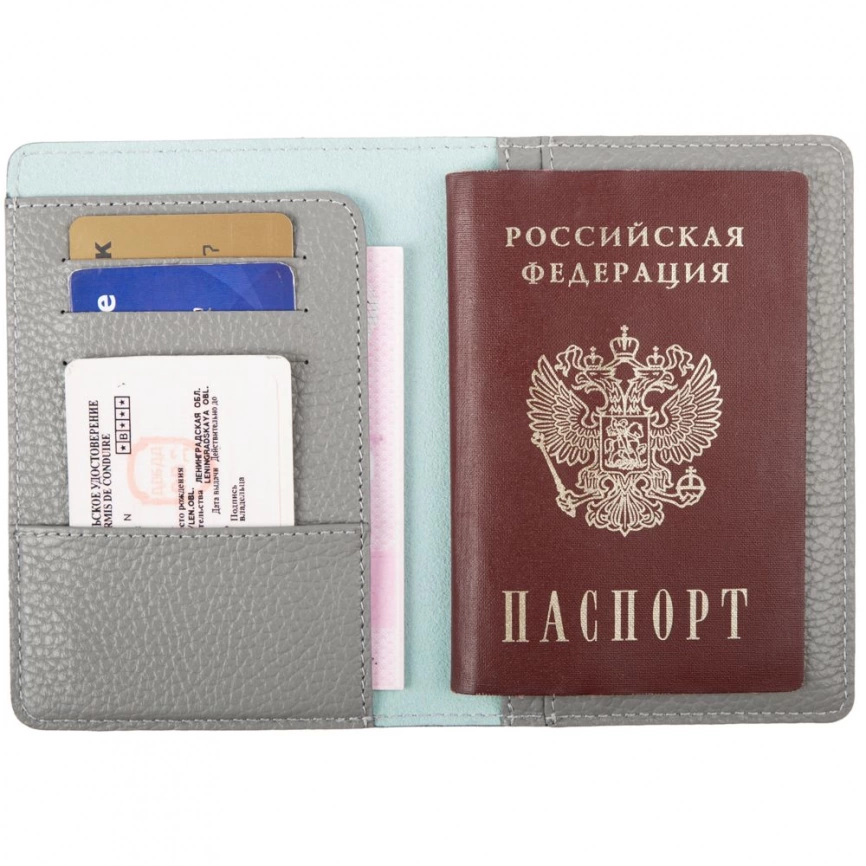 Портмоне Kelly с отделением для паспорта, серое фото 3
