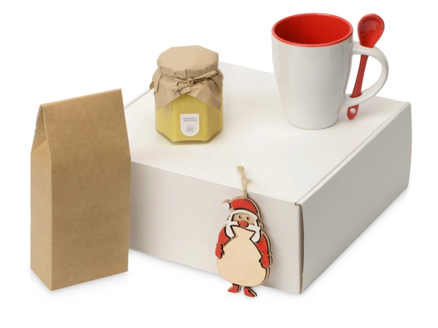 Подарочный набор с чаем, кружкой, медом и новогодней подвеской Чайная церемония, красный фото 1