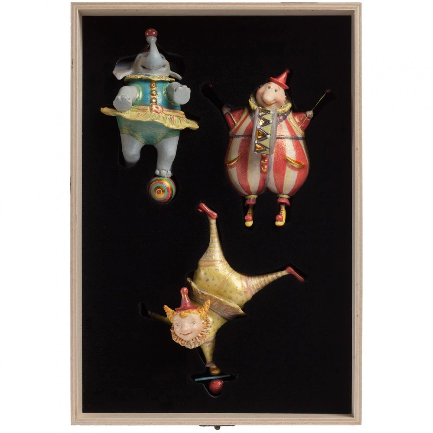 Набор из 3 елочных игрушек Circus Collection: барабанщик, акробат и слон фото 1
