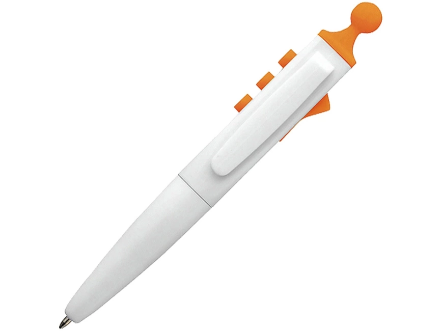 Ручка шариковая Clic Pen, белая с оранжевым фото 1