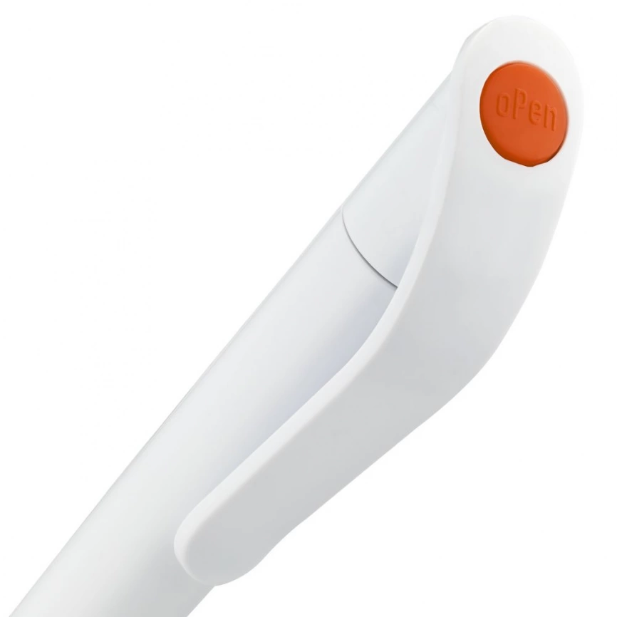 Ручка шариковая Grip, белая с оранжевым фото 7