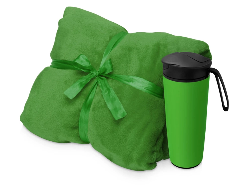 Подарочный набор с пледом, термокружкой Dreamy hygge, зеленый фото 1