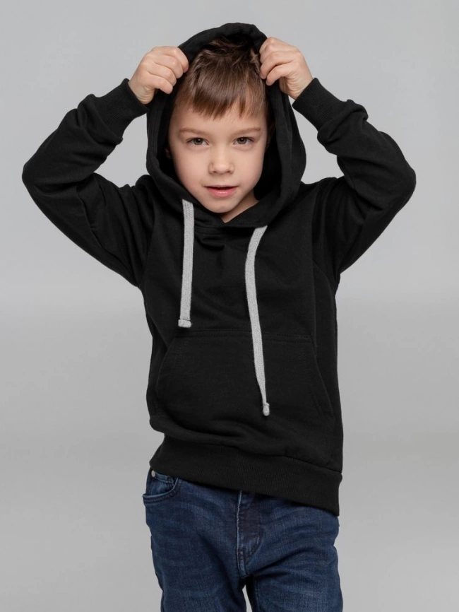 Толстовка с капюшоном детская Kirenga Kids, черная, 8 лет фото 14