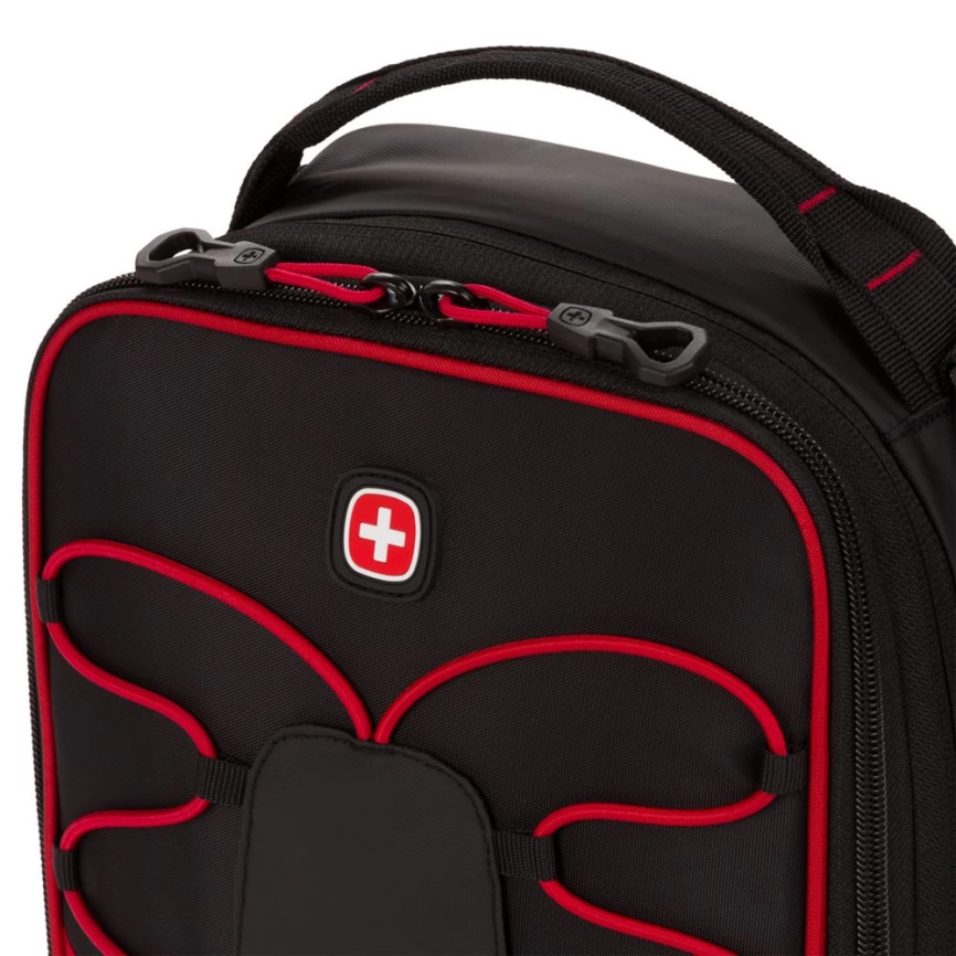 Термосумка Swissgear с увеличением объема, черная с красным фото 6