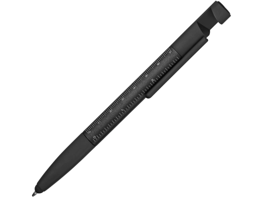 Ручка-стилус металлическая шариковая многофункциональная (6 функций) Multy, черный фото 1