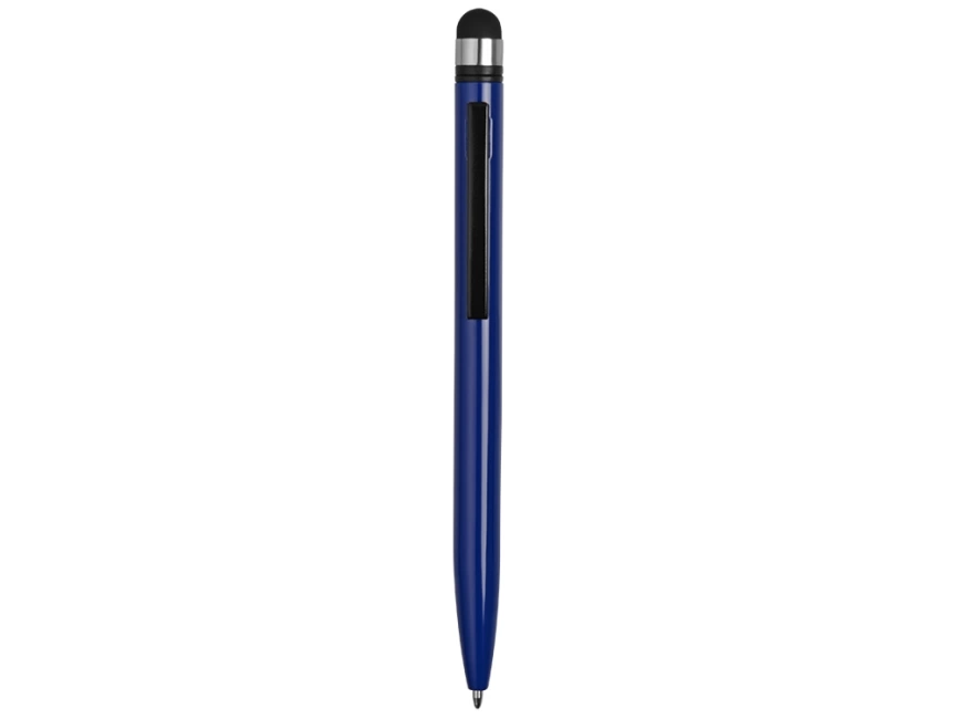 Ручка-стилус металлическая шариковая Poke, синий/черный фото 2