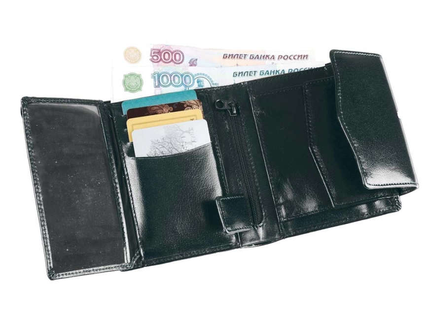 Портмоне с отделениями для кредитных карт и монет, черный фото 3
