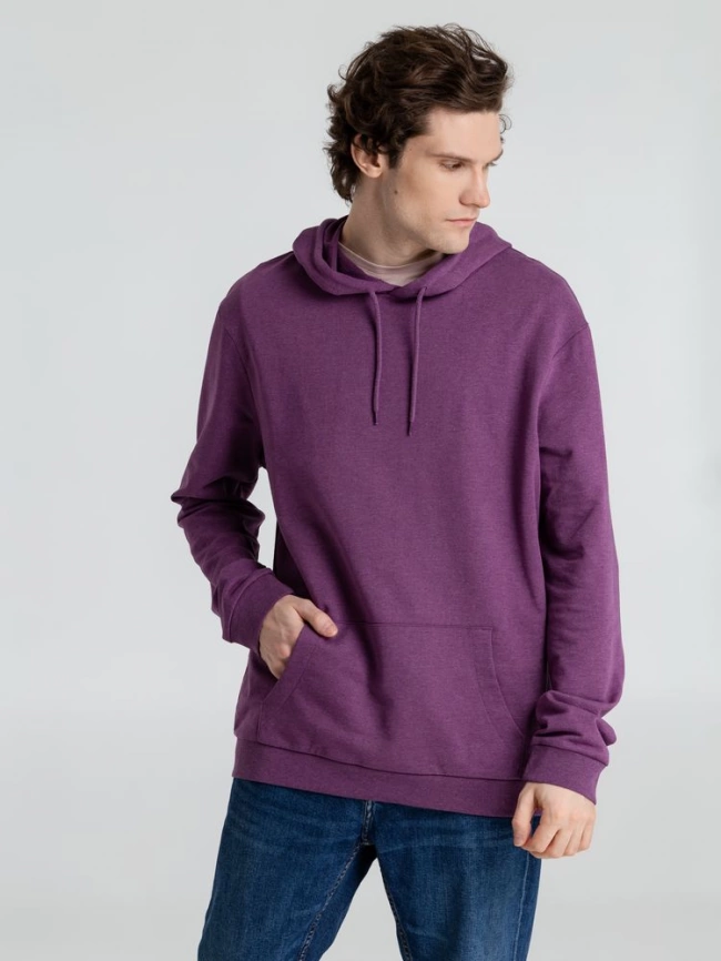 Толстовка с капюшоном унисекс Hoodie, фиолетовый меланж, размер XL фото 16