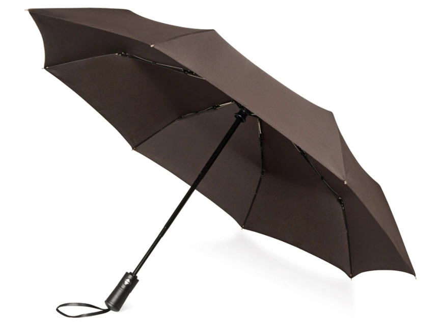 Зонт складной Ontario, автоматический, 3 сложения, с чехлом, коричневый фото 1