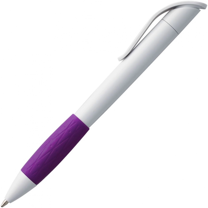 Ручка шариковая Grip, белая с фиолетовым фото 5