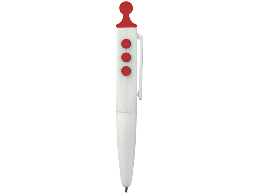 Ручка шариковая Clic Pen, белая с красным фото 6