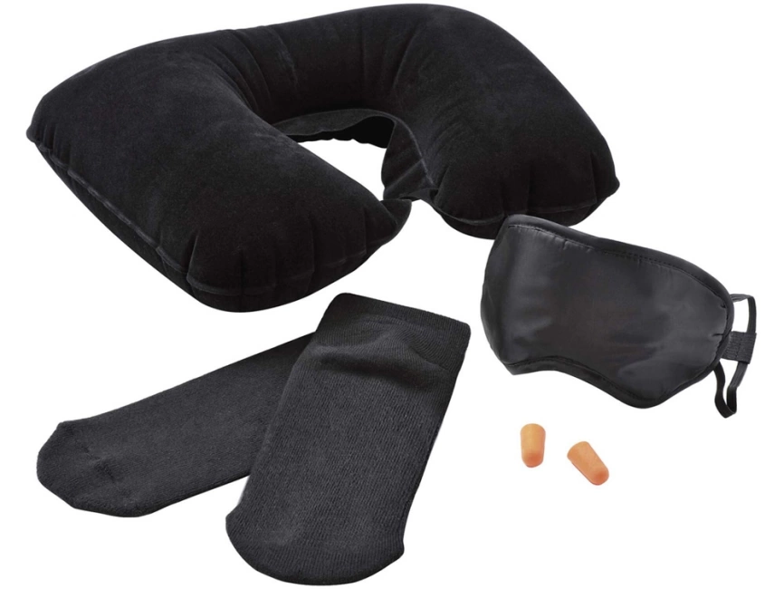 Набор дорожный: повязка для глаз, беруши, надувная подушка, носки фото 1