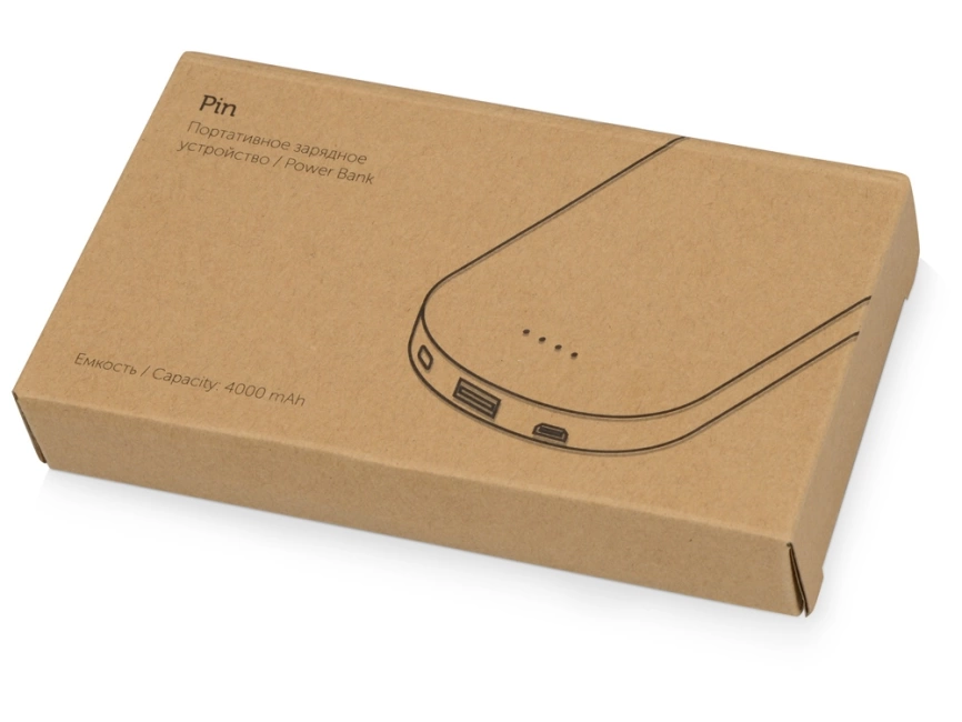 Портативное зарядное устройство Pin на 4000 mAh с большой площадью нанесения и клипом для крепления к одежде или сумке, черный фото 6