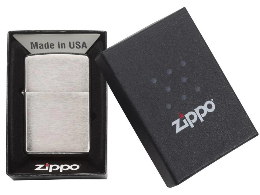 Зажигалка ZIPPO Classic с покрытием Brushed Chrome, латунь/сталь, серебристая, матовая, 38x13x57 мм фото 4