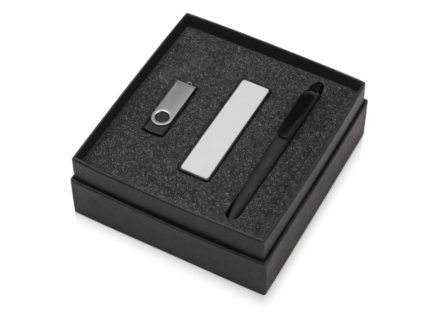 Подарочный набор Space Pro с флешкой, ручкой и зарядным устройством, черный фото 2