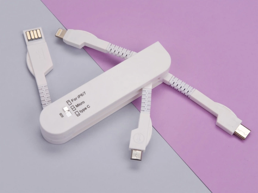 Универсальный переходник Smarty (Micro USB / Lightning / Type C), белый фото 7