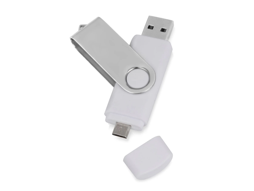 USB/micro USB-флешка 2.0 на 16 Гб Квебек OTG, белый фото 1