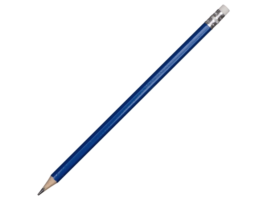 Шестигранный карандаш с ластиком Presto, синий фото 1