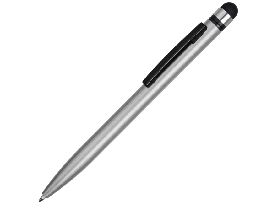Ручка-стилус металлическая шариковая Poke, серебристый/черный фото 1
