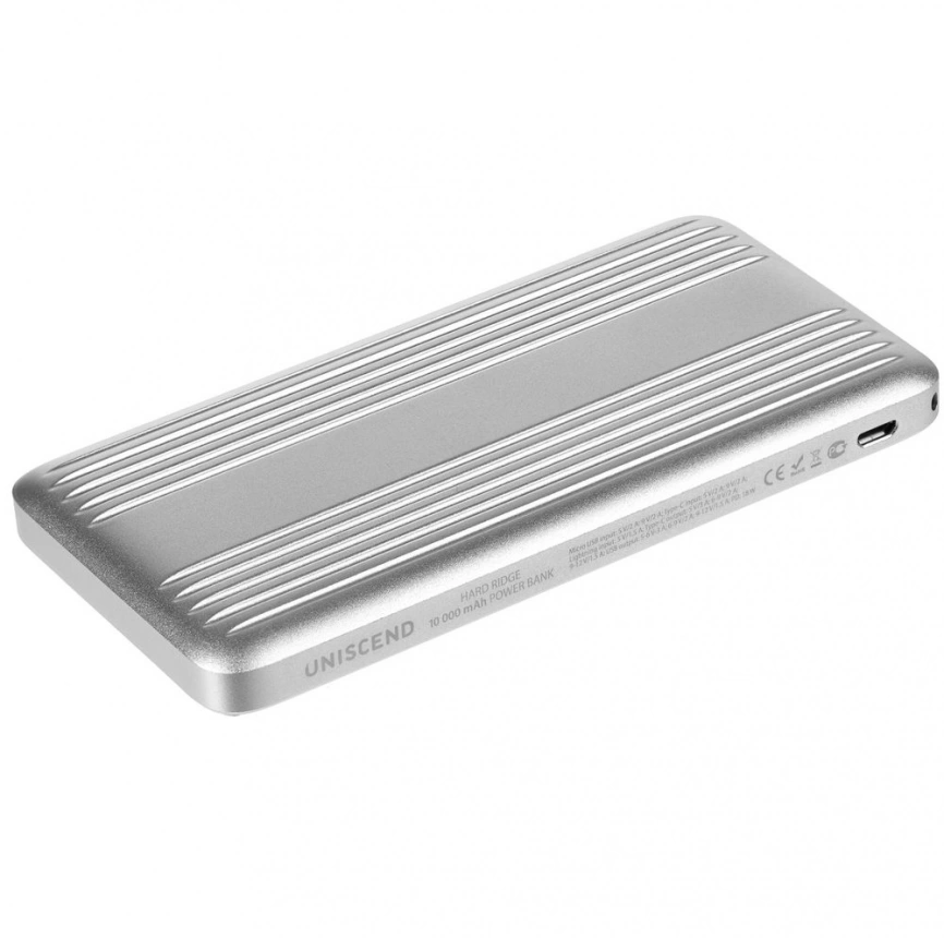 Металлический аккумулятор Hard Ridge, 10000 мАч, серебристый фото 2