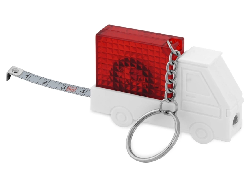 Брелок-рулетка Автомобиль с фонариком, 1 м., белый/красный фото 2