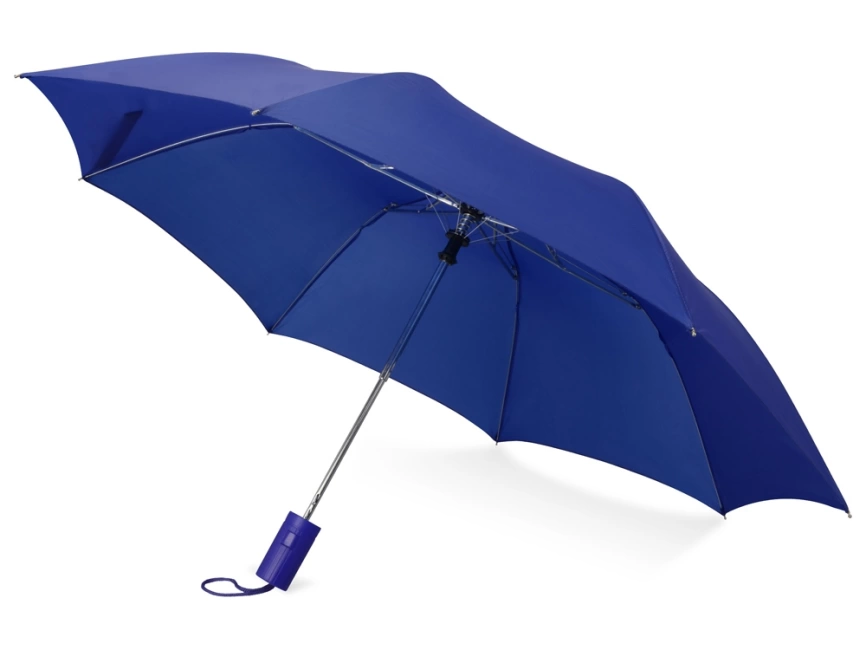 Зонт складной Tulsa, полуавтоматический, 2 сложения, с чехлом, синий фото 1