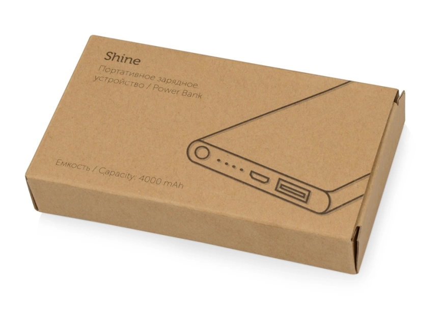 Портативное зарядное устройство Shine с зеркальной гравировкой, 4000 mAh, черный фото 7